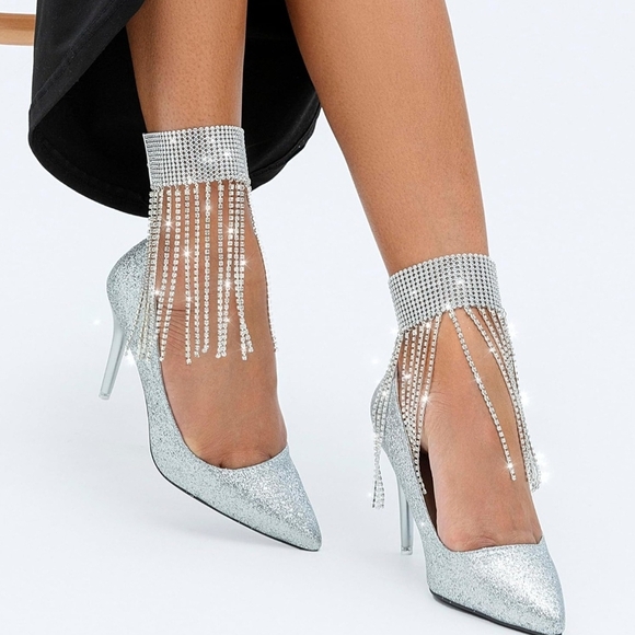 🔥2Psc Rhinestone Tassel Anklet - Picture 4 of 10